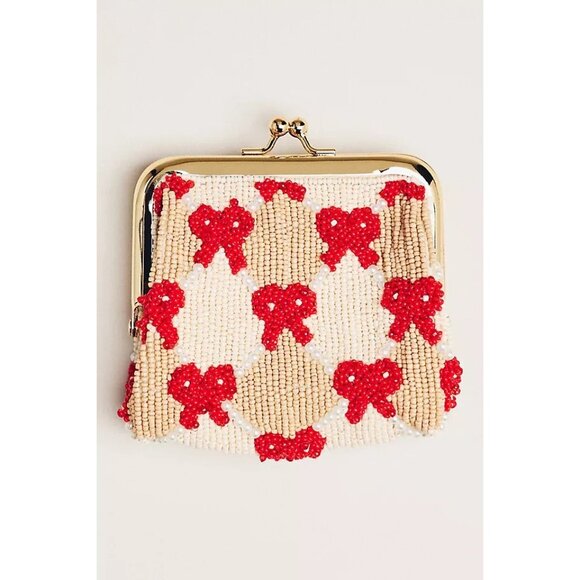 The Fiona Beaded Bag: Winter Icon Edition Bows Checkered + Matching Coin Purse - Picture 2 of 3
